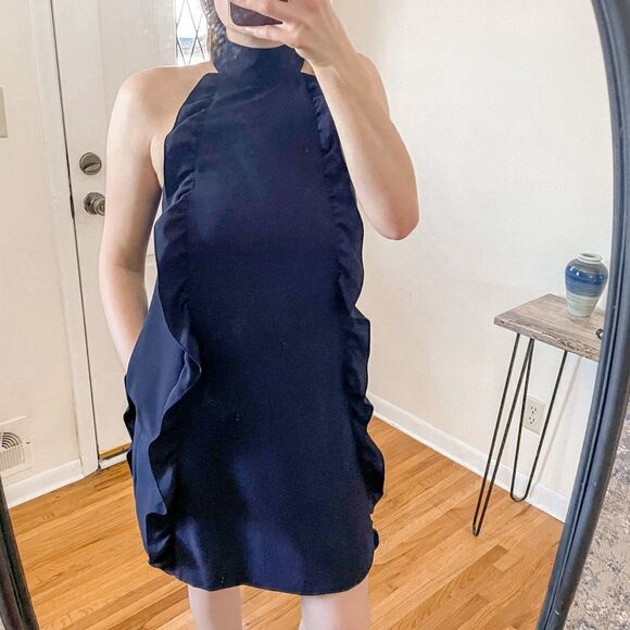 Ted Baker Torriya Ruffle Tunic Mini Dress Navy - Picture 2 of 7